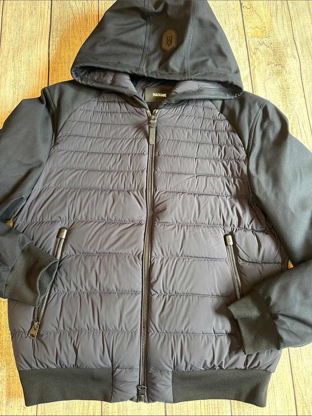 Mackage ERYK-R Down Jacket Removable Bib Hood Navy 40